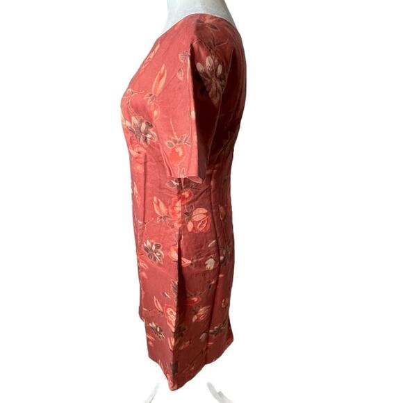 Vintage Coldwater Creek Linen Floral Dress Women V-neckline Mini A-Line Size 4 - Picture 3 of 11